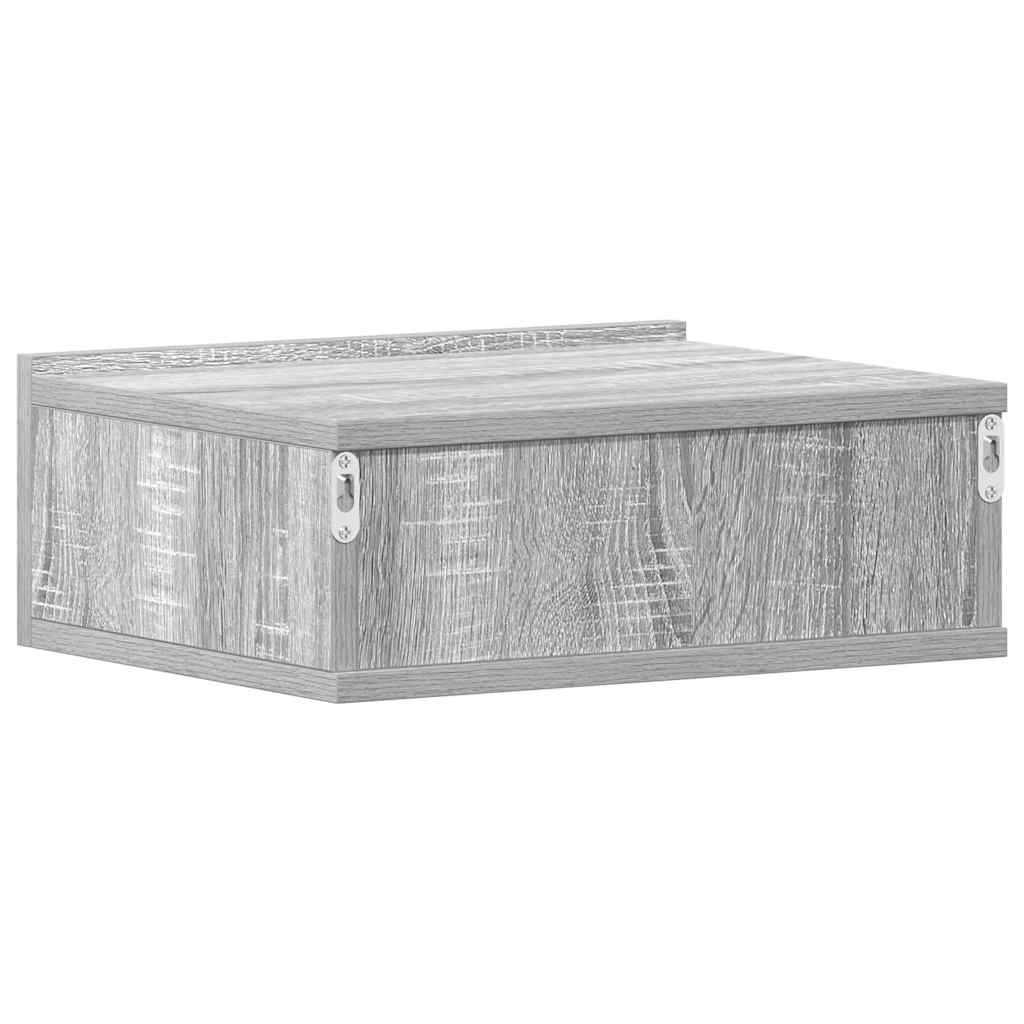 Mesita de noche flotante madera contrachapada gris 40x30x15cm