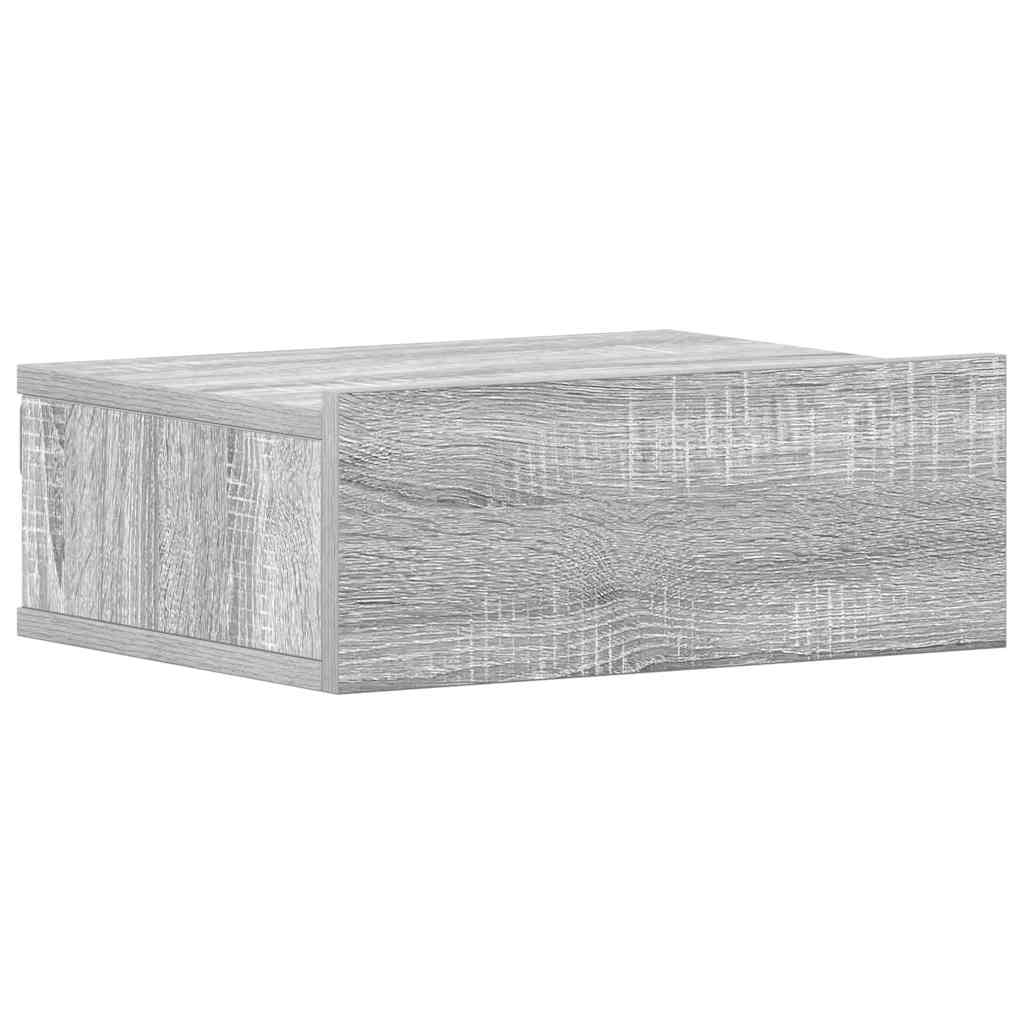 Mesita de noche flotante 2 uds madera gris Sonoma 40x30x15 cm