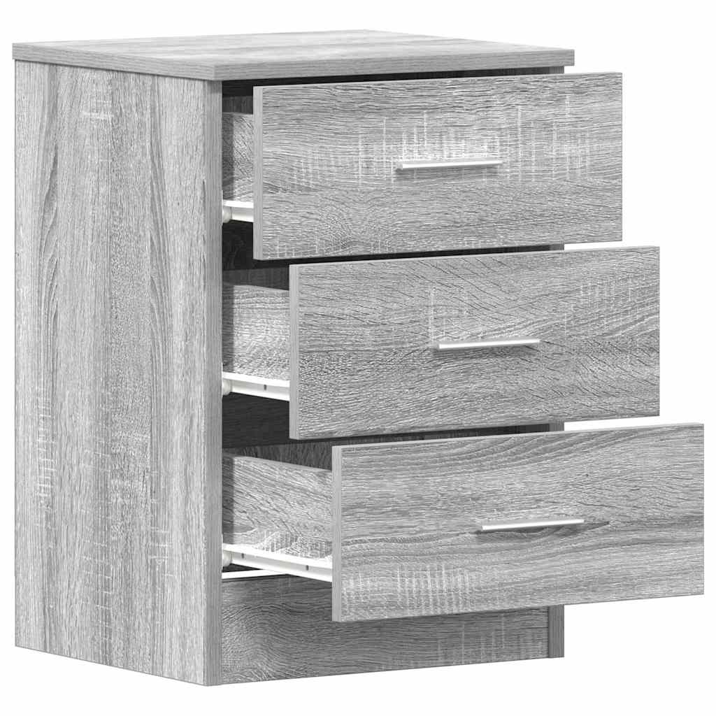 Mesita de noche madera contrachapada gris Sonoma 38x35x56 cm