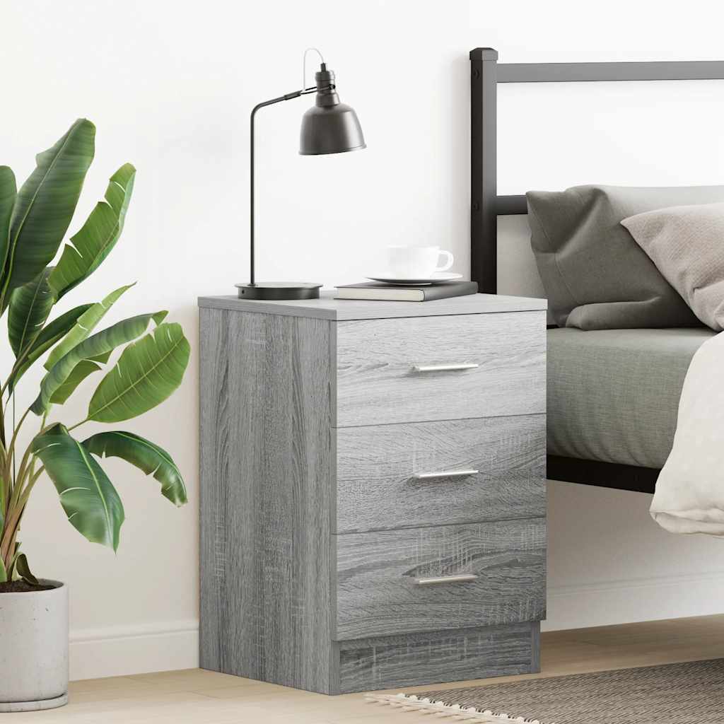 Mesita de noche madera contrachapada gris Sonoma 38x35x56 cm