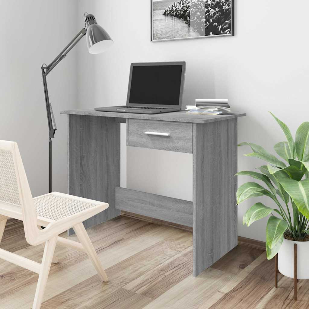 Escritorio de madera contrachapada gris Sonoma 100x50x76 cm