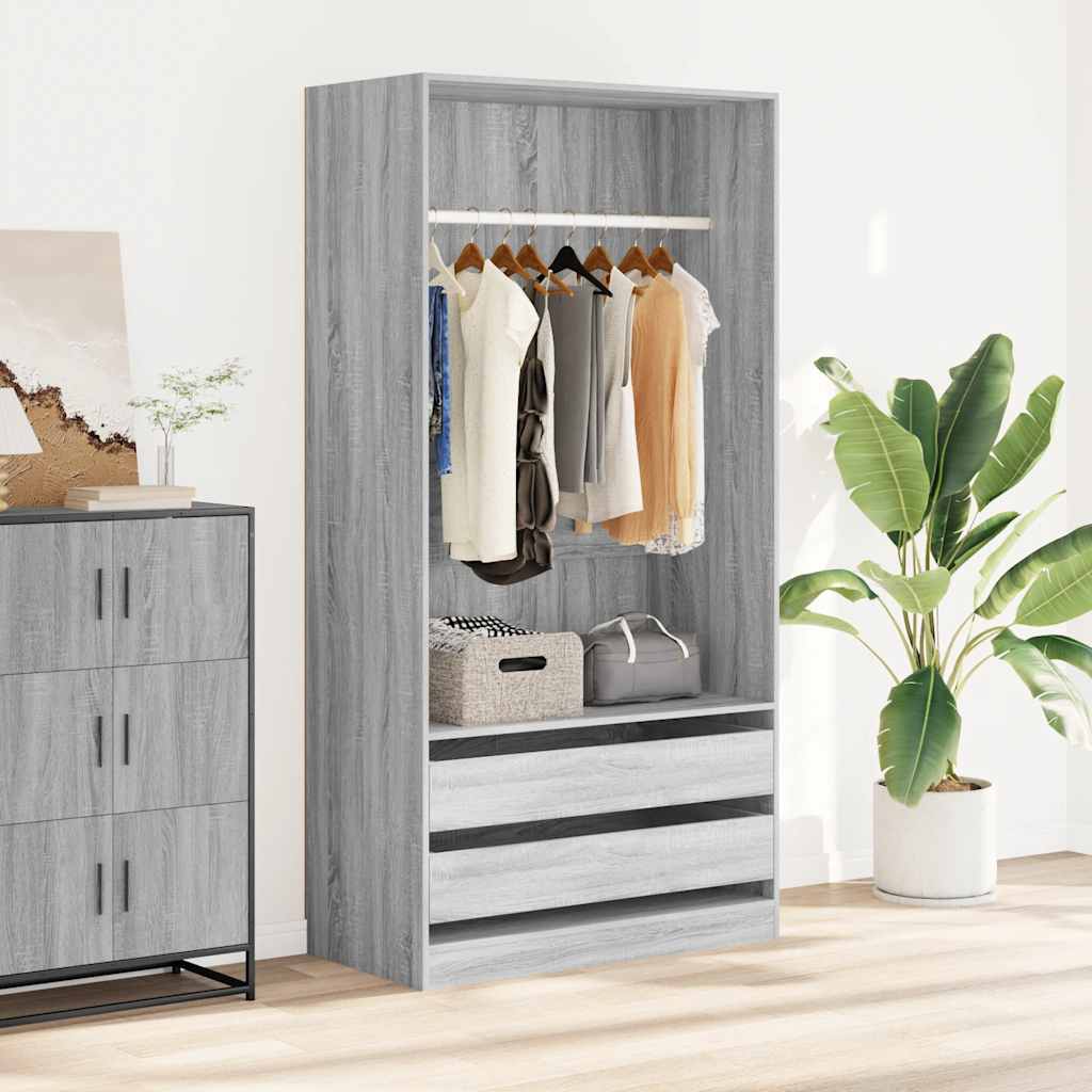 Armario de madera contrachapada gris Sonoma 100x50x200 cm