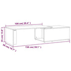 Mesa de centro de madera contrachapada gris Sonoma 150x50x35 cm