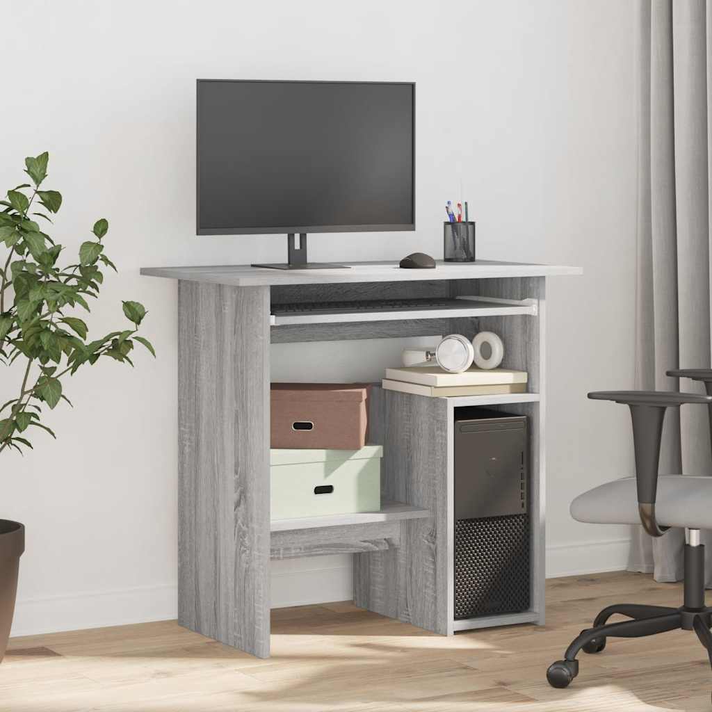 Escritorio de madera contrachapada gris Sonoma 80x45x74 cm