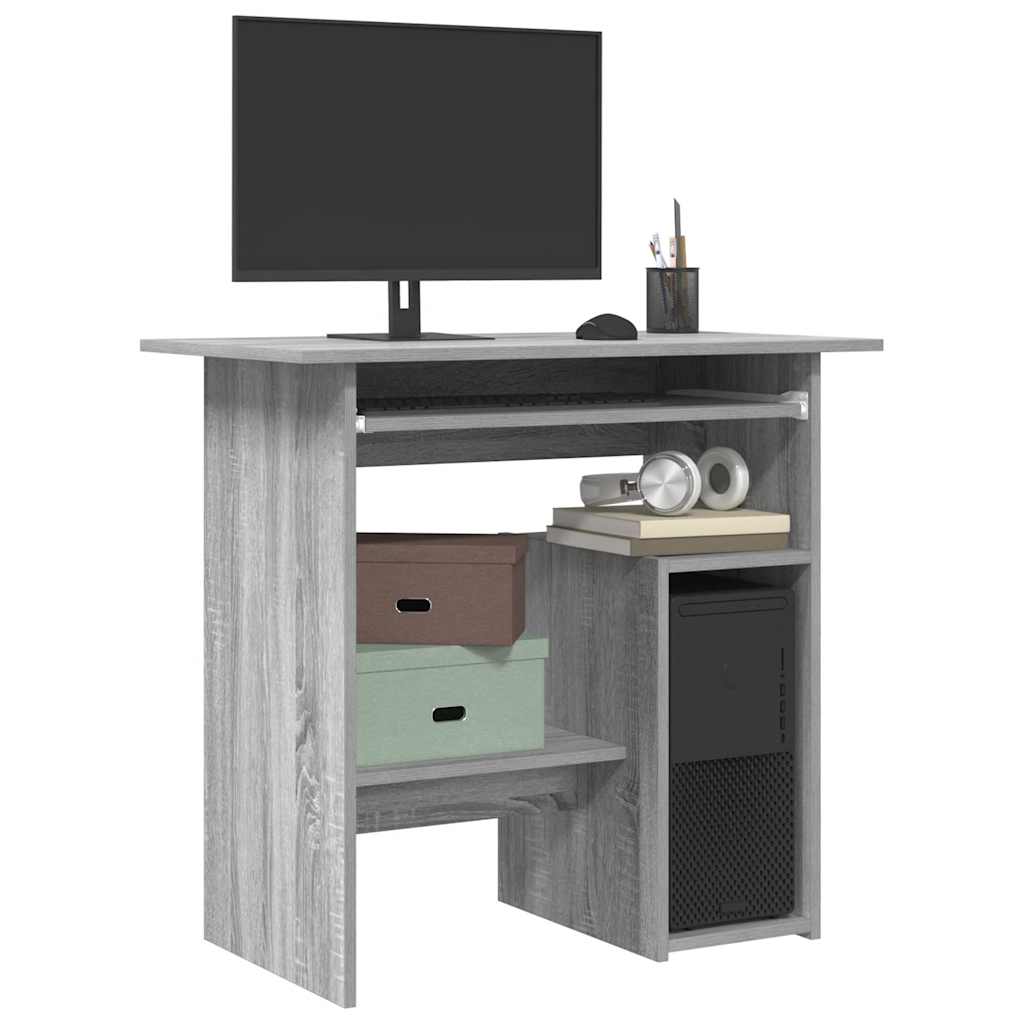 Escritorio de madera contrachapada gris Sonoma 80x45x74 cm