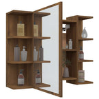 Armario con espejo baño madera marrón roble 80x20,5x64 cm