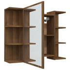 Armario con espejo baño madera marrón roble 80x20,5x64 cm