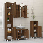 Armario con espejo baño madera marrón roble 80x20,5x64 cm