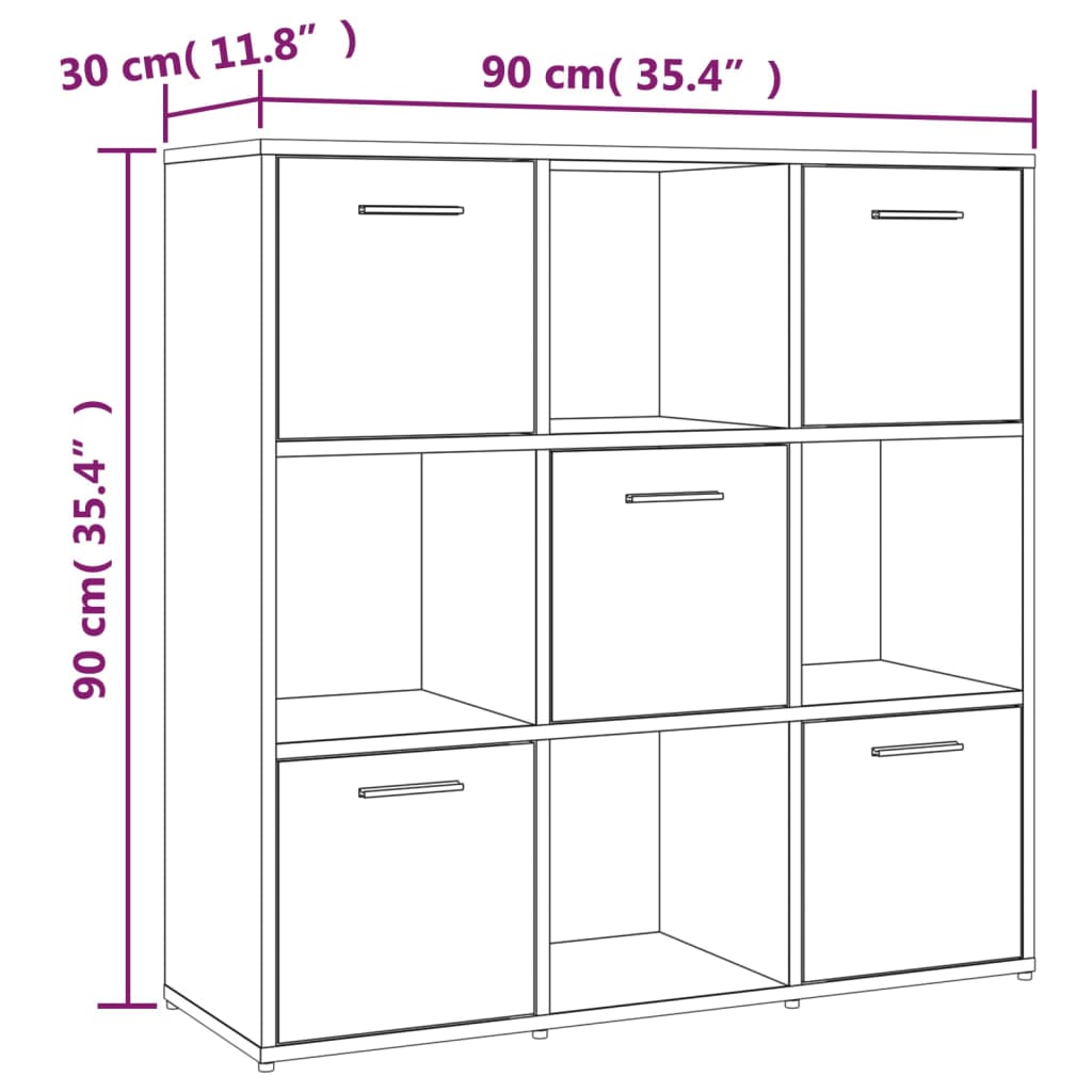 Estantería madera contrachapada gris sonoma 90x30x90cm
