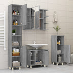 Armario de baño madera contrachapada gris Sonoma 30x30x95 cm