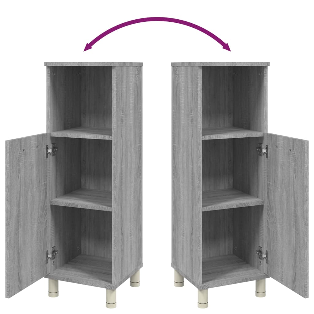 Armario de baño madera contrachapada gris Sonoma 30x30x95 cm