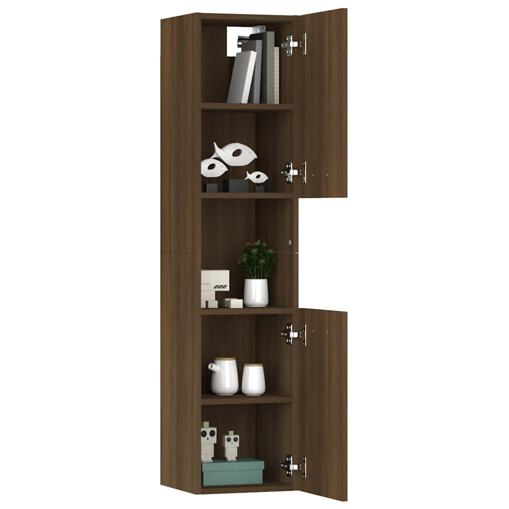 Armario de baño madera de ingeniería marrón roble 30x30x130 cm