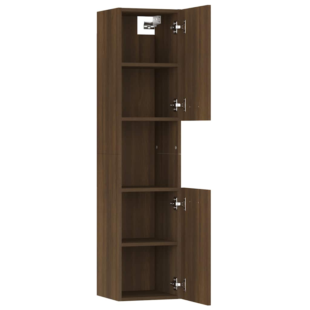 Armario de baño madera de ingeniería marrón roble 30x30x130 cm