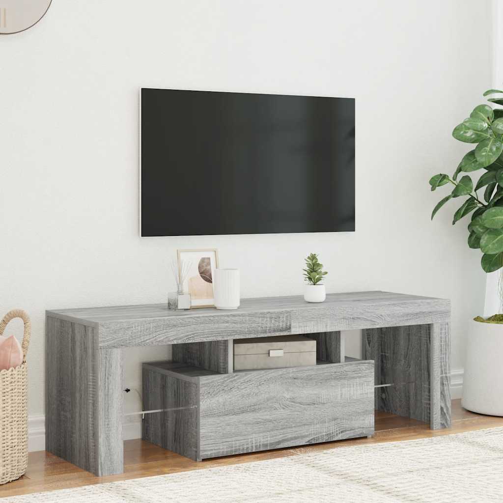 Mueble de TV con luces LED blanco 100X35,5x25 cm