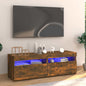 Mueble de TV con luces LED gris brillante 130x35x45 cm