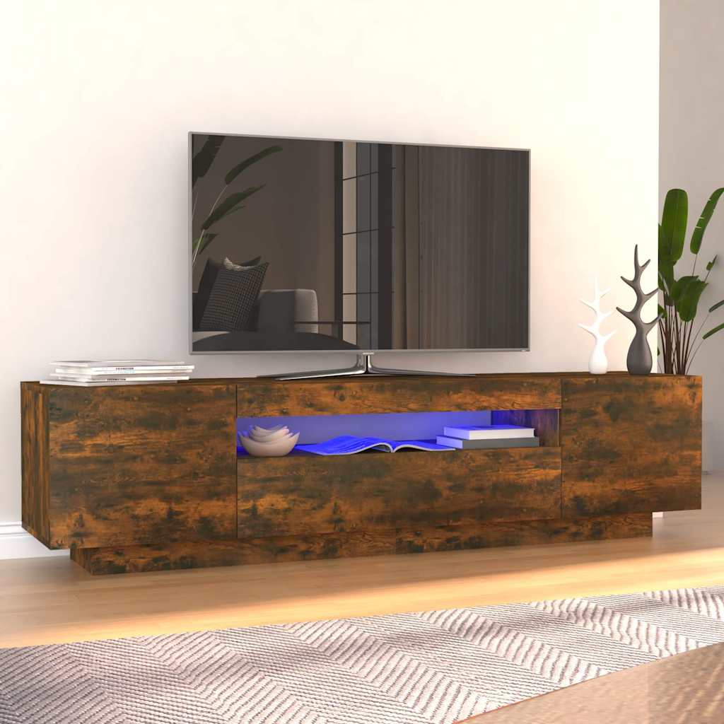 Mueble de TV con luces LED blanco 100X35,5x25 cm