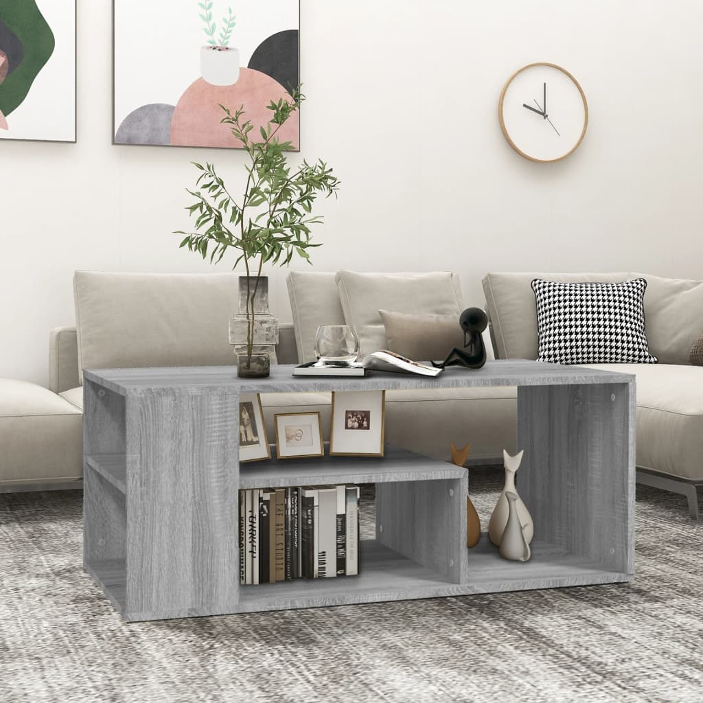 Mesa de centro madera contrachapada blanco 100x50x40 cm