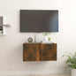 Wall-mounted TV cabinet smoked oak wood 60x30x30 cm