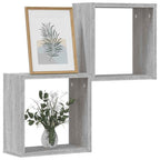 Estante cubos pared madera ingeniería roble negro 68x15x68 cm