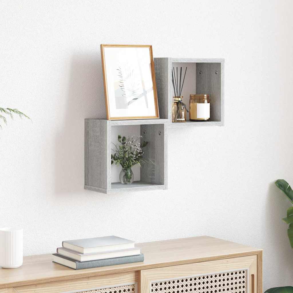 Estanterías de pared 2 pcs Gris Sonoma 26 x 15 x 26 cm