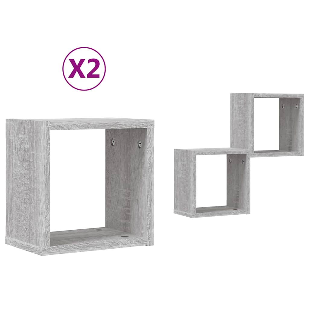 Estanterías de pared 2 pcs Gris Sonoma 26 x 15 x 26 cm