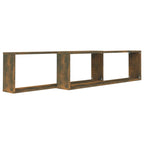 Estante cúbico de pared 2 uds madera roble ahumado 100x15x30cm