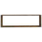 Estante cúbico de pared 2 uds madera roble ahumado 100x15x30cm