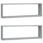 Estante cúbico de pared 2 uds madera gris Sonoma 80x15x26,5cm