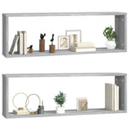 Estante cúbico de pared 2 uds madera gris Sonoma 80x15x26,5cm