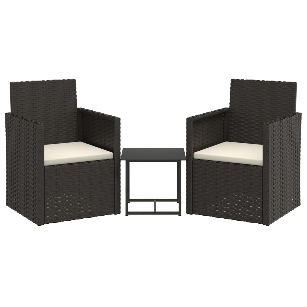 Set sofás de exterior 3 pzas con cojines ratán sintético negro