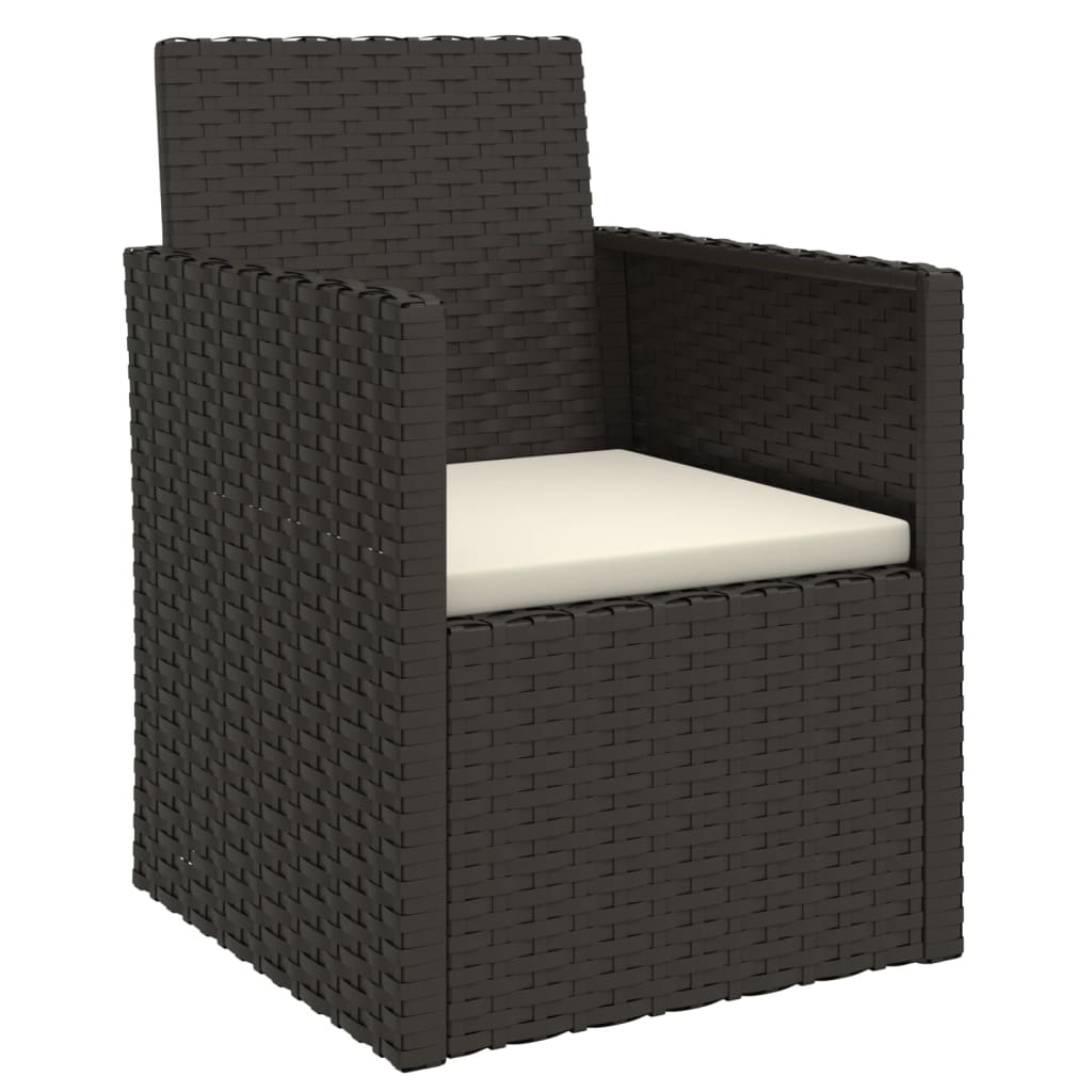 Set sofás de exterior 3 pzas con cojines ratán sintético negro