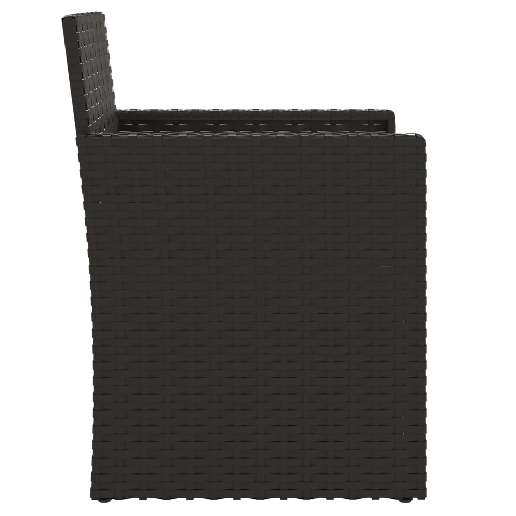 Set sofás de exterior 3 pzas con cojines ratán sintético negro
