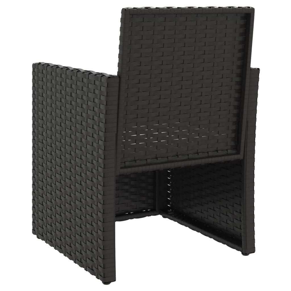 Set sofás de exterior 3 pzas con cojines ratán sintético negro
