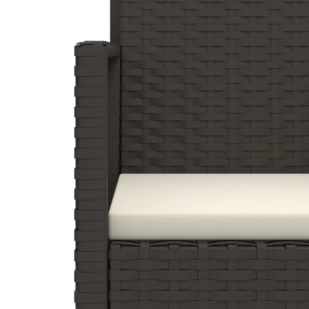 Set sofás de exterior 3 pzas con cojines ratán sintético negro