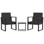 Set de muebles de jardín 3 pzas y cojines ratán sintético negro