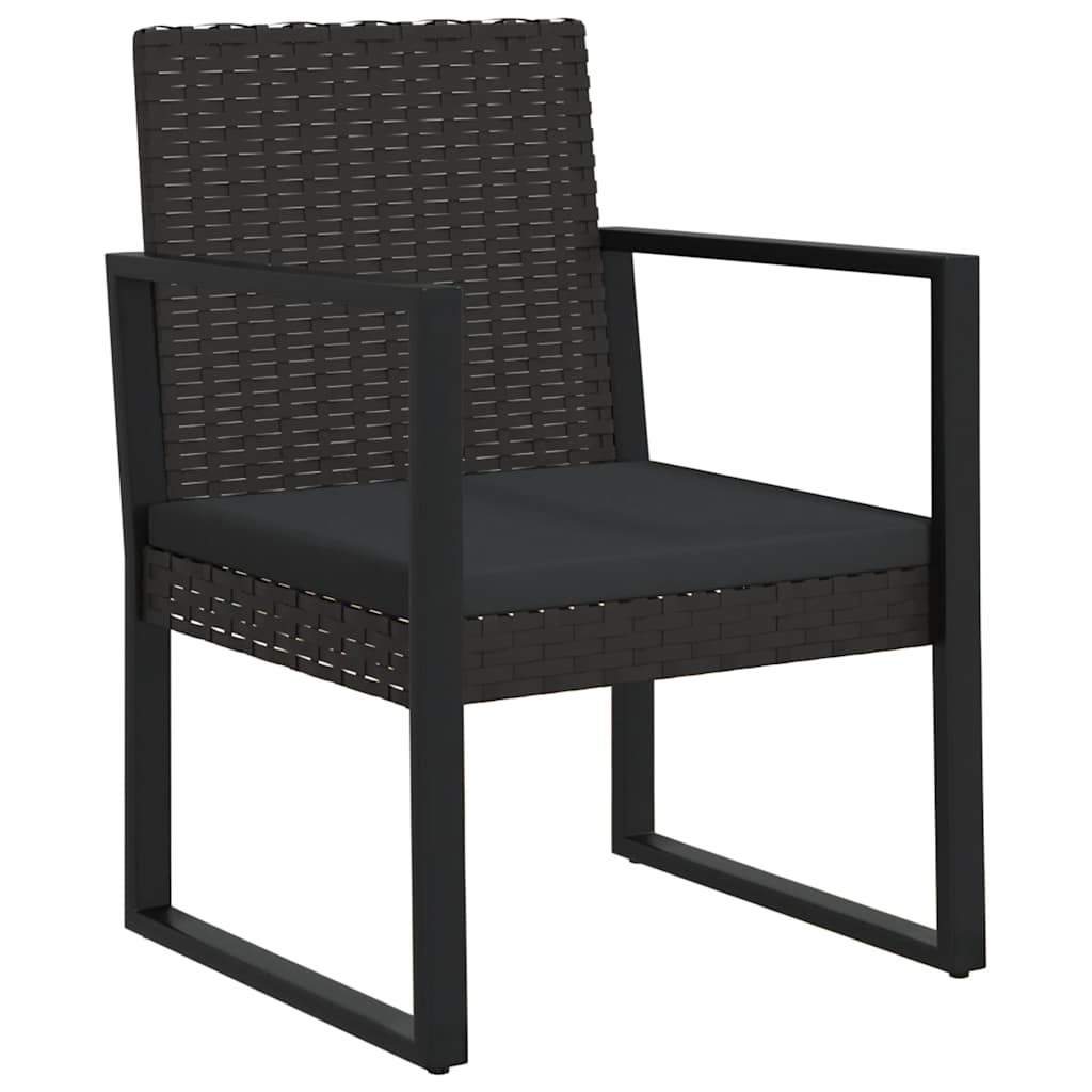 Set de muebles de jardín 3 pzas y cojines ratán sintético negro