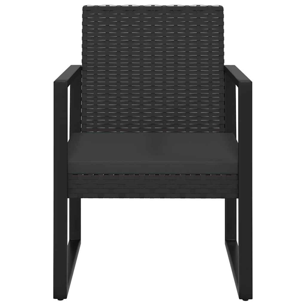 Set de muebles de jardín 3 pzas y cojines ratán sintético negro