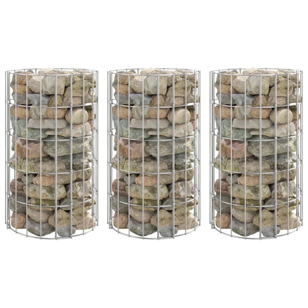 Arriate gaviones circular 3 uds acero galvanizado Ø30x100 cm