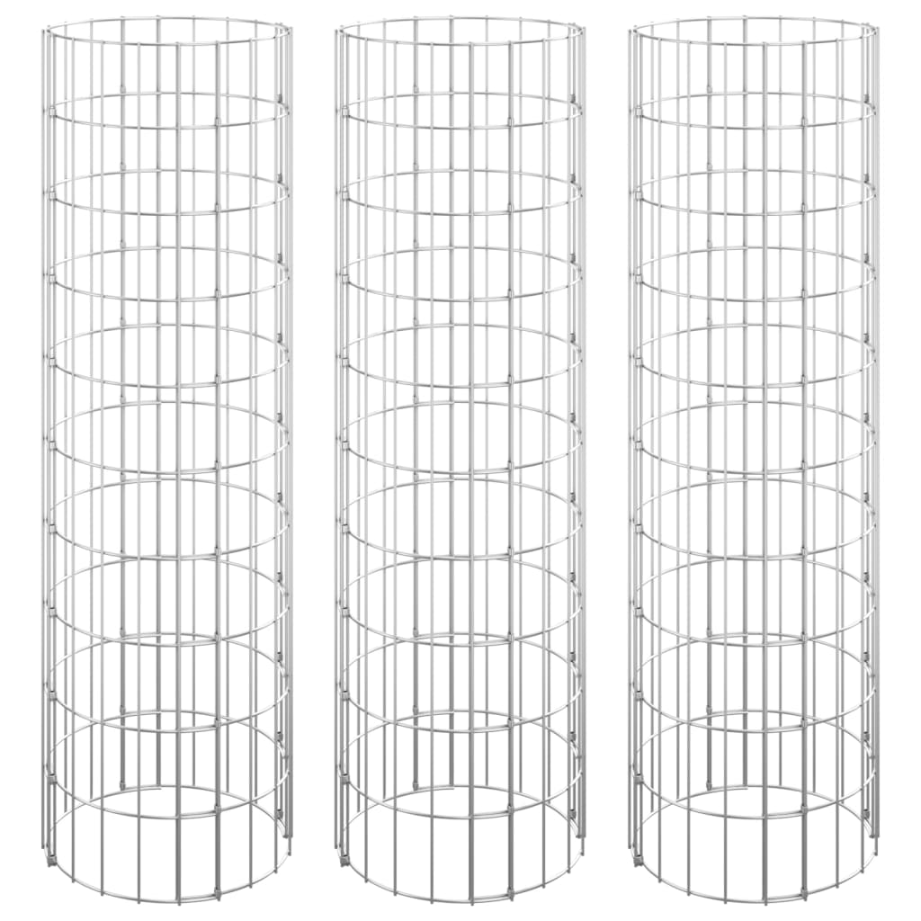 Arriate gaviones circular 3 uds acero galvanizado Ø30x100 cm