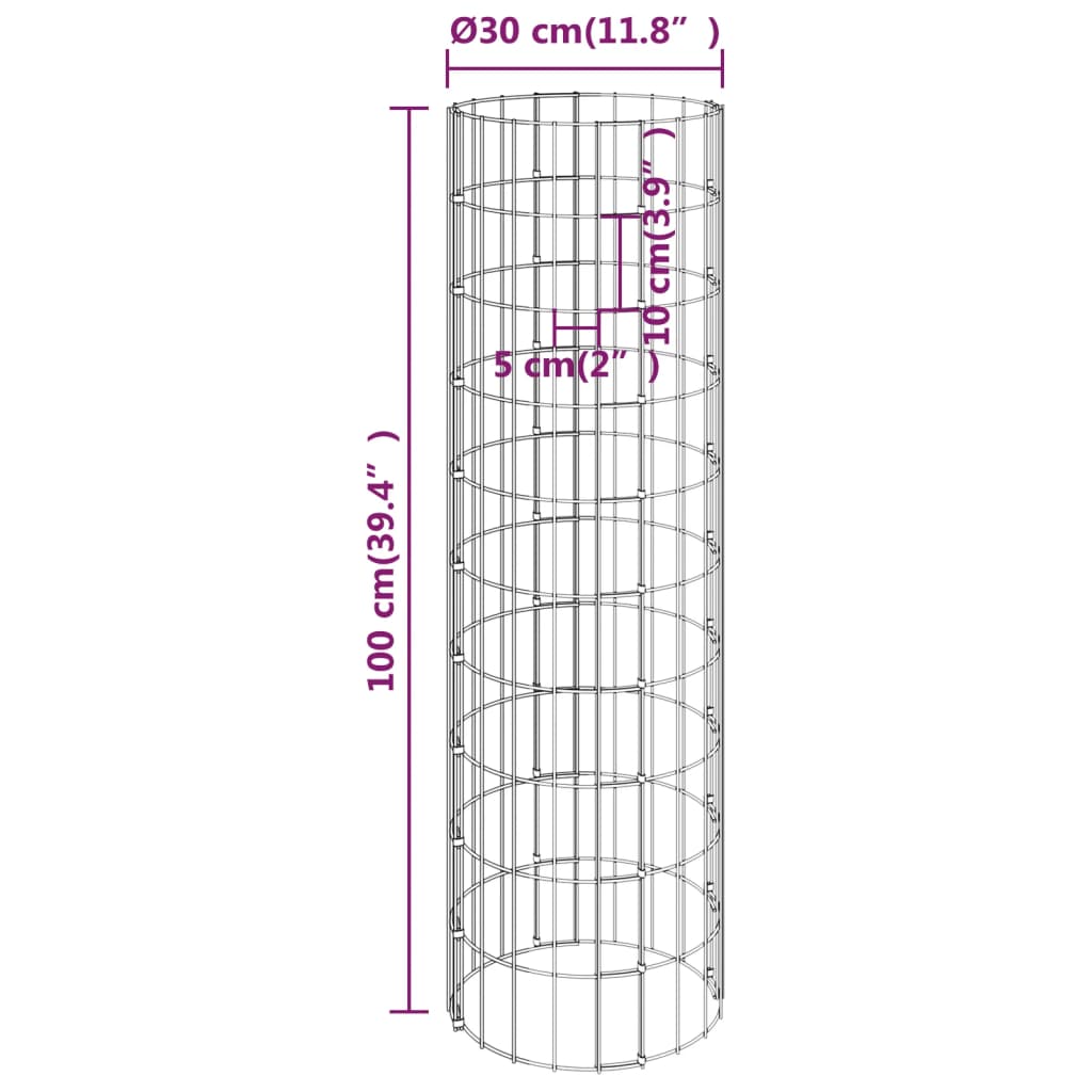 Arriate gaviones circular 3 uds acero galvanizado Ø30x100 cm