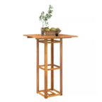 Mesa alta de terraza madera maciza de acacia 75x75x110 cm