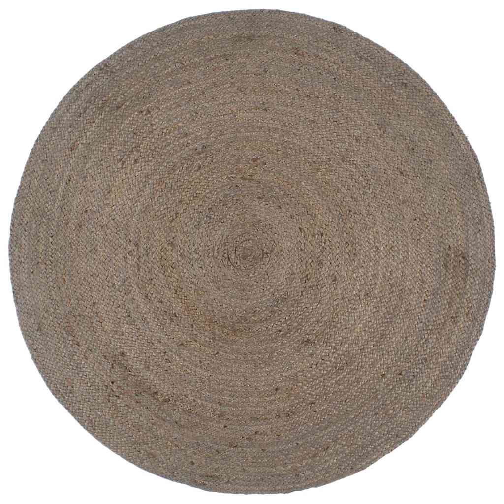 Alfombra de yute tejida a mano redonda gris 180 cm