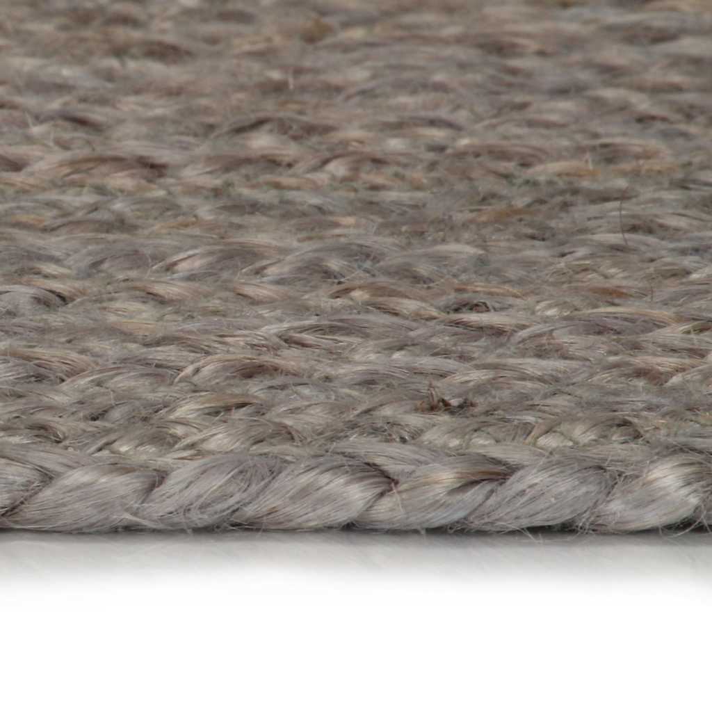 Alfombra de yute tejida a mano redonda gris 180 cm