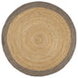Handmade jute rug with grey border 180 cm