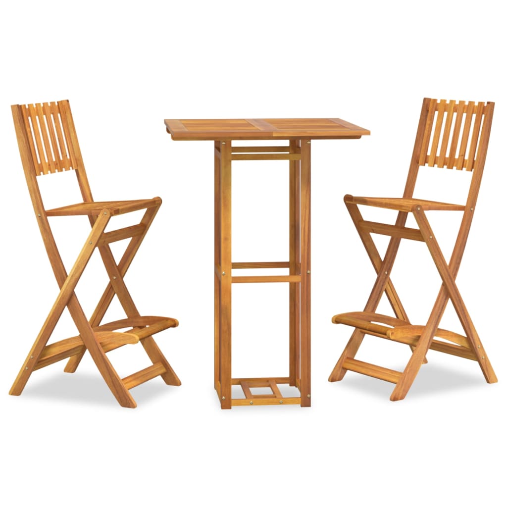 Juego muebles de bar de jardín 3 piezas madera maciza de acacia