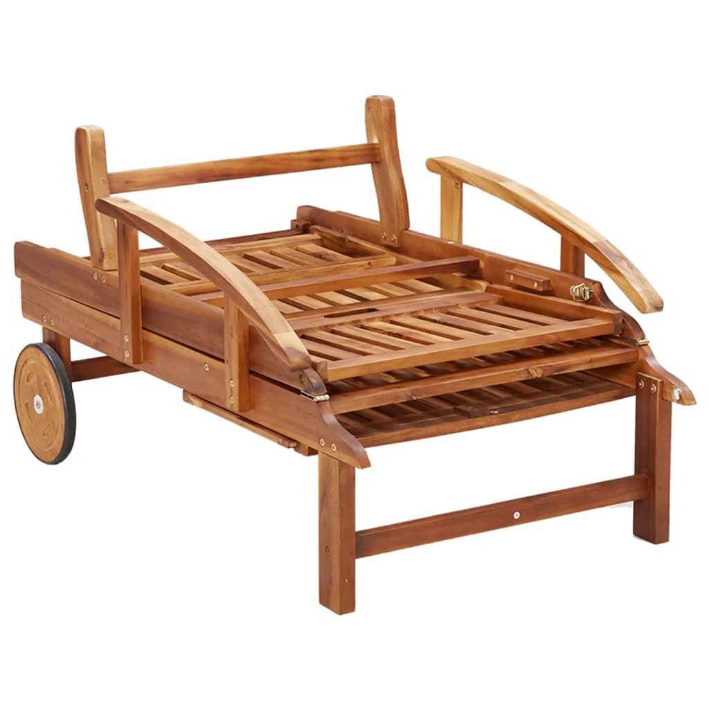 Set de tumbonas con mesita 2 uds madera maciza de acacia