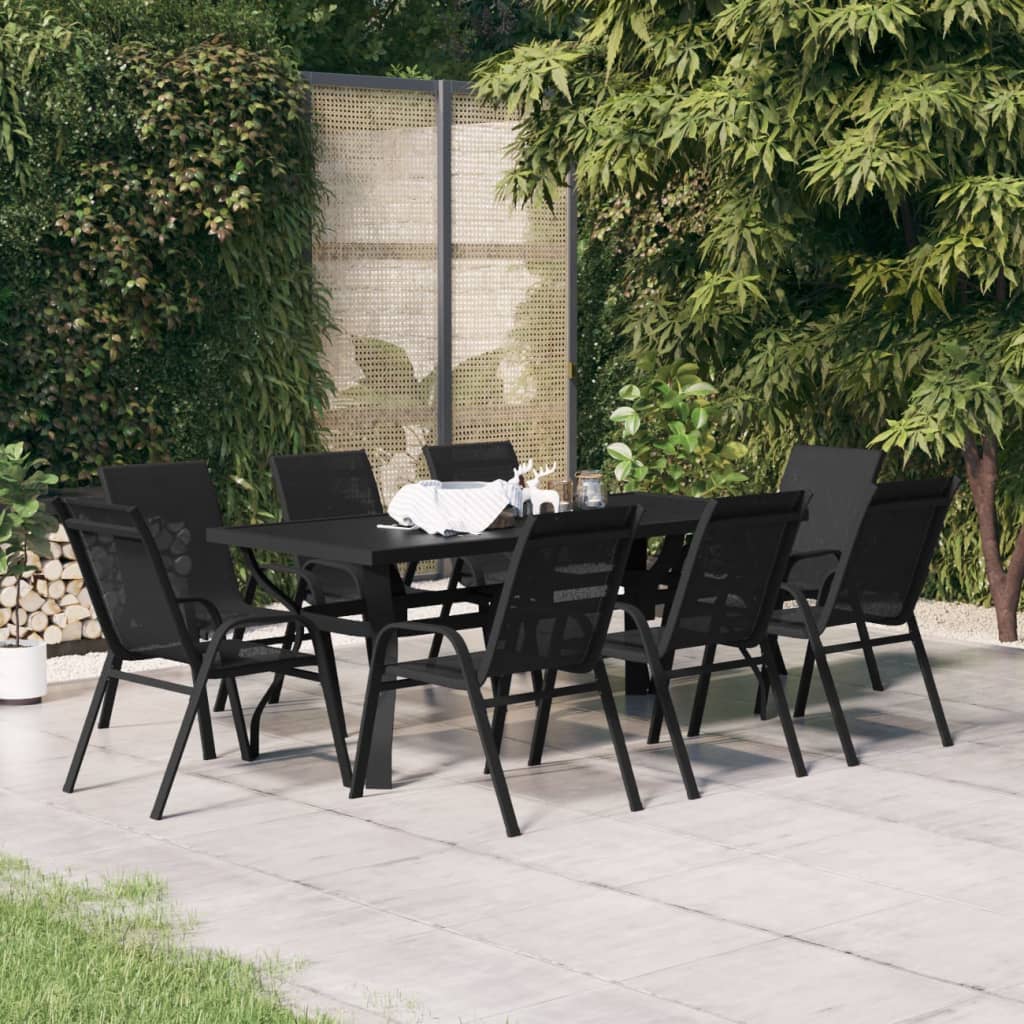 Juego de comedor de jardín 7 piezas marrón y negro