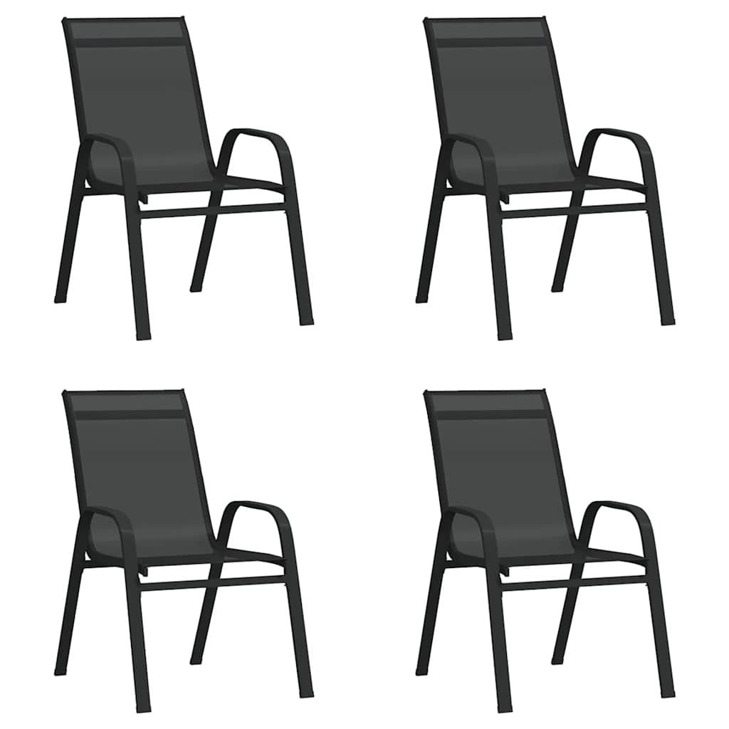 Juego de comedor para jardín 5 piezas negro