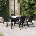 Juego de comedor para jardín 5 piezas negro