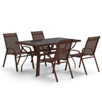 Juego de comedor de jardín 5 piezas con cojines marrón y negro